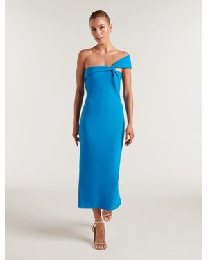 Forever New Haylee Asymmetrical-Neck Bodycon Midi Dress - Blue