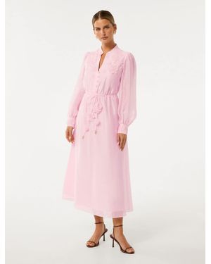 Forever New Petite Floral Detail Midi Dress - Pink