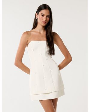Forever New Aurelie Strapless Bow Mini Dress - White