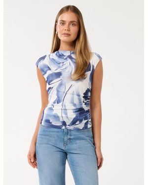 Forever New Mel Extended Sleeve Mesh Top - Blue