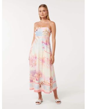 Forever New Joanne Linen Midi Dress - Pink