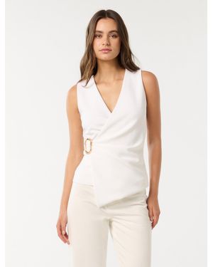 Forever New Jacqueline Crepe Wrap Top - White