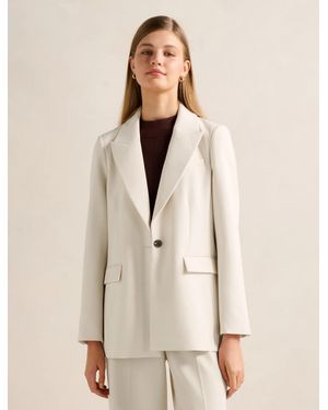 Forever New Oaklyn Single Breasted Blazer Jacket - Natural