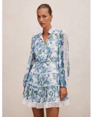 Forever New Thalia Skater Trim Mini Dress - Blue