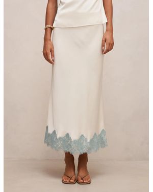 Forever New Adele Lace Trim Midi Skirt - Natural