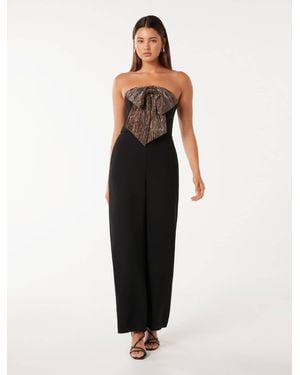 Forever New Kenzie Plisse-Bow Jumpsuit - Black