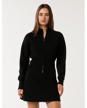 Forever New Tia Zip Co Ord Cardigan Jumper - Black