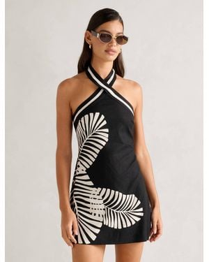 Forever New Adore Halter Neck Linen Mini Dress - Black