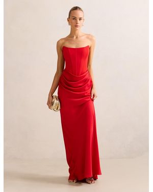 Forever New Isra Drape Strapless Maxi Dress - Red
