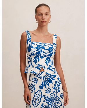 Forever New Darcy Printed Linen Top - Blue