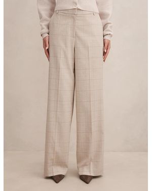 Forever New Lottie Check Wide Leg Trousers - Natural