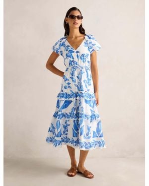 Forever New Iris Tiered Ruffle Midi Dress - Blue
