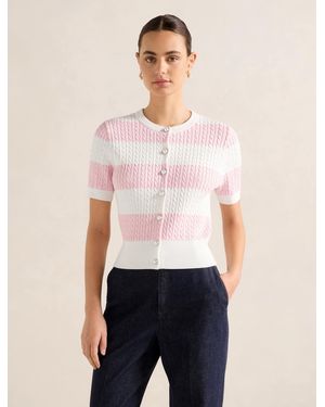 Forever New Annika Striped Cable Knit Top - White
