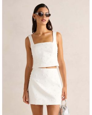 Forever New Margot Embellished Top - White