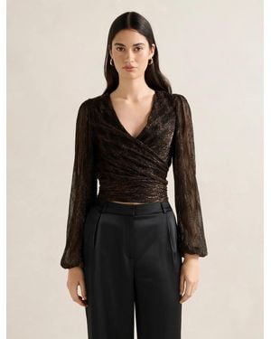 Forever New Odette Plisse Wrap Top - Black