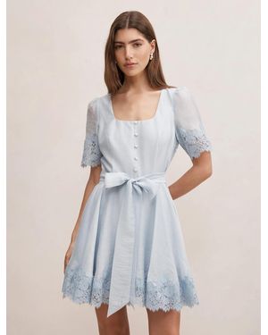 Forever New Alana Lace Trim Mini Dress - Blue