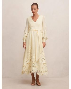 Forever New Ashlee Embroidered Long Sleeve Maxi Dress - Natural