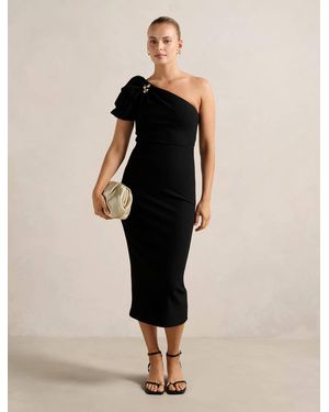 Forever New Linda One Shoulder Midi Dress - Natural