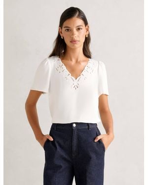 Forever New Luna Embroidery Detail Blouse - White