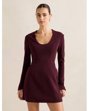 Forever New Ruby Long Sleeve Structured Mini Dress - Purple