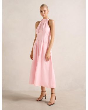 Forever New Miller Pleat Halter Midi Dress - Pink