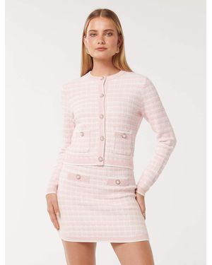 Forever New Louise Boucle Knit Cardigan Jumper - Pink