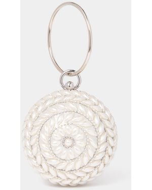 Forever New Signature Pandora Clutch Bag Polyester/Plastic/Glass - White