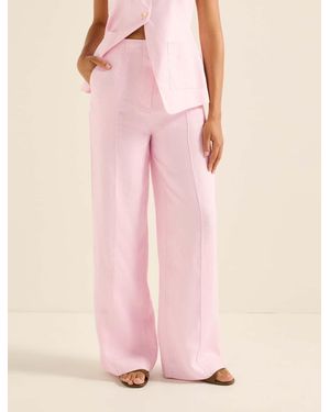 Forever New Cynthia Linen Wide-Leg Trousers - Pink