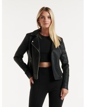 Forever New Heidi Faux Leather Biker Jacket - Black