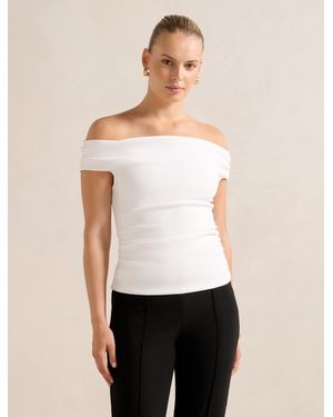 Forever New Somer Crepe Bardot Top - White