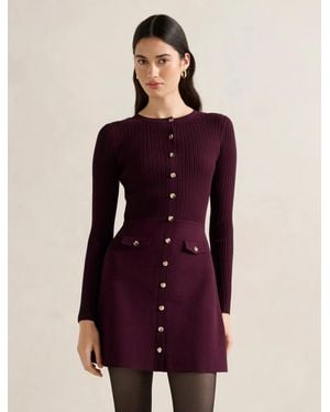 Forever New Issie L/S Knit Mini Dress - Purple