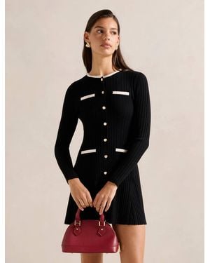 Forever New Brielle Fit And Flare Knit Mini Dress - Black