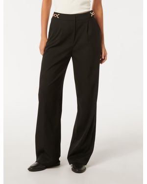 Forever New Remi Trim Detail Straight-Leg Trousers - Black
