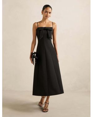 Forever New Harlow Petite Bow Front Midi Dress - Natural
