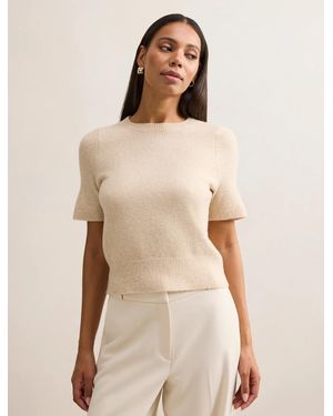 Forever New Estelle Short Sleeve Knit Tee Shirt - Natural