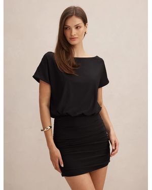 Forever New Kiara Tipped Draped Jersey Mini Dress - Black