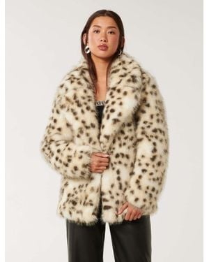 Forever New Suzie Faux Fur Coat - Natural