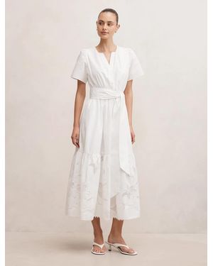 Forever New Matilda Embroidered Tie Midi Dress - Natural