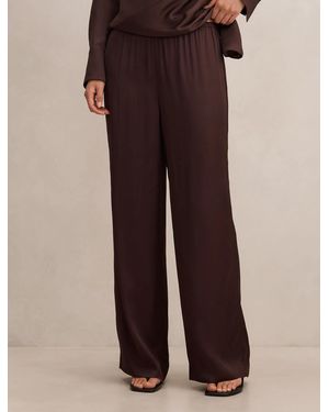 Forever New Maude Satin Wide Leg Trousers - Brown