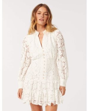 Forever New Evie Petite Lace Mini Dress - White