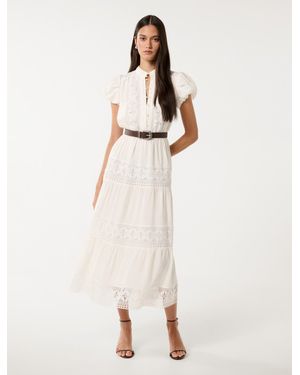 Forever New Amy Belted Trim Midi Dress - Natural