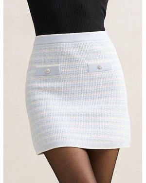 Forever New Isla Check Knit Skirt - White