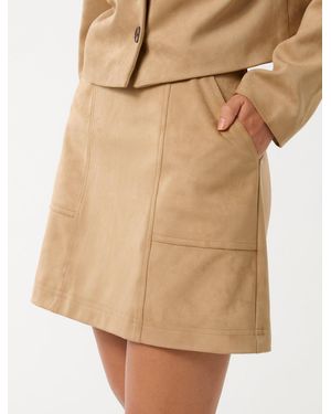 Forever New Leah Vegan Suede Mini Skirt - Natural