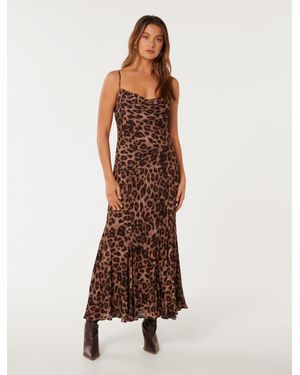 Forever New Charlize Cowl Neck Slip Dress - Brown