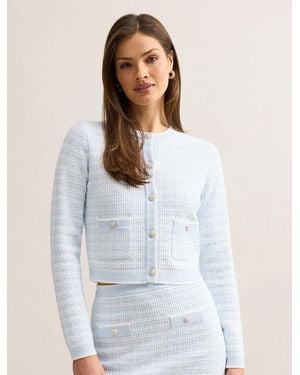 Forever New Isla Check Knit Cardigan Jumper - White