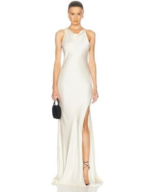 LAPOINTE Satin Halter Gown - White