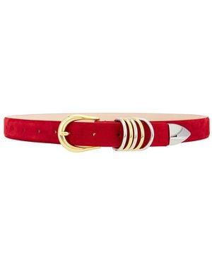 DEHANCHE Hollyhock Suede Mixed Metal Belt - Red