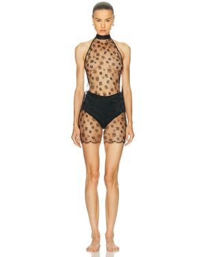 Kiki de Montparnasse All Over Lace Halter Mini Slip Dress - Black