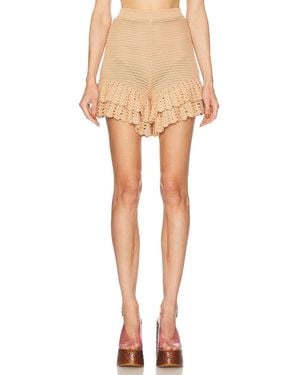Chloé Frilled Crochet Knit Short - Natural