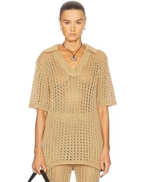 Simon Miller Brisas Crochet Polo Top - Natural